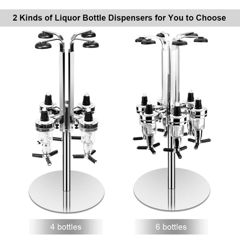 Ejoyous Liquor Dispenser, Bar Butler Wall Mounted Liquor Dispenser Liquor Bottle Holder, Professional Revolving Alcohol Caddy Beer Cocktail Soda Shot Dispenser Wine Holder Party Drinking Pourer (6 Bottles) - Image 2